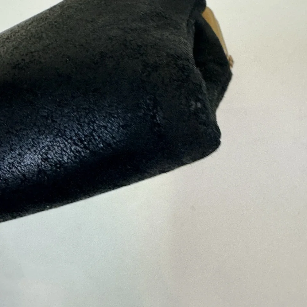 Hobo The Original Leather Lauren Double Frame Clutch Wallet Black Textured VTG
